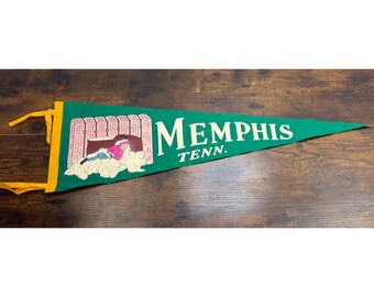 Vintage Memphis Tennessee Souvenir Felt Pennant With Cotton Picker 27 inches