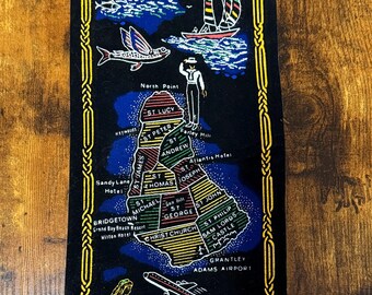 Vintage Barbados "Island in the Sun" scroll banner black