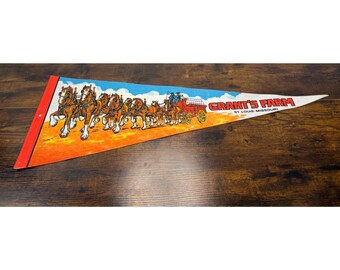 Vintage Grants Farm St. Louis Missouri Souvenir Felt Pennant With Clydesdales
