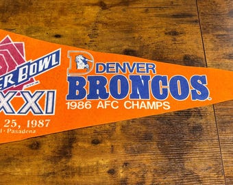 Vintage 1987 Super Bowl XXI Denver Broncos AFC Champs pennant