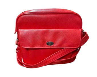 Vintage 1970's Red Samsonite Silhouette carry on zipper bag with lock and key