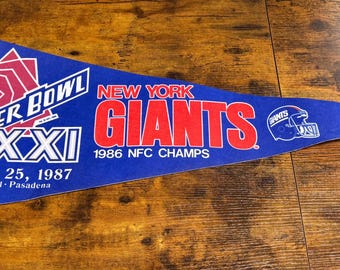 Vintage 1987 Super Bowl XXI New York Giants NFC Champs pennant
