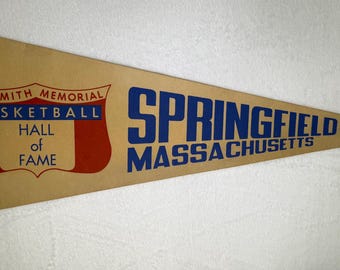 Vintage Naismith Memorial Basketball Hall of Fame Springfield, Mass pennant