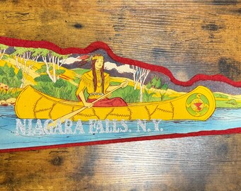 Vintage Niagara Falls, NY pennant canoe shaped