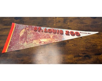 Vintage St. Louis Zoo Pennant With Cheetah Design Felt St. Louis MO Souvenir