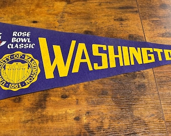 Vintage University of Washington Huskies Rose Bowl Classic pennant