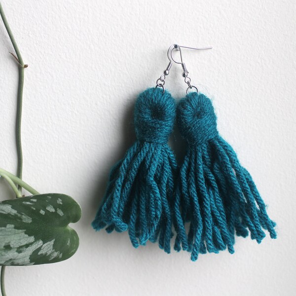 Yarn Tassel Earrings Etsy