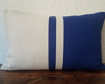 Linen Color Block Pillow Cover: Striped Accent Pillow Case