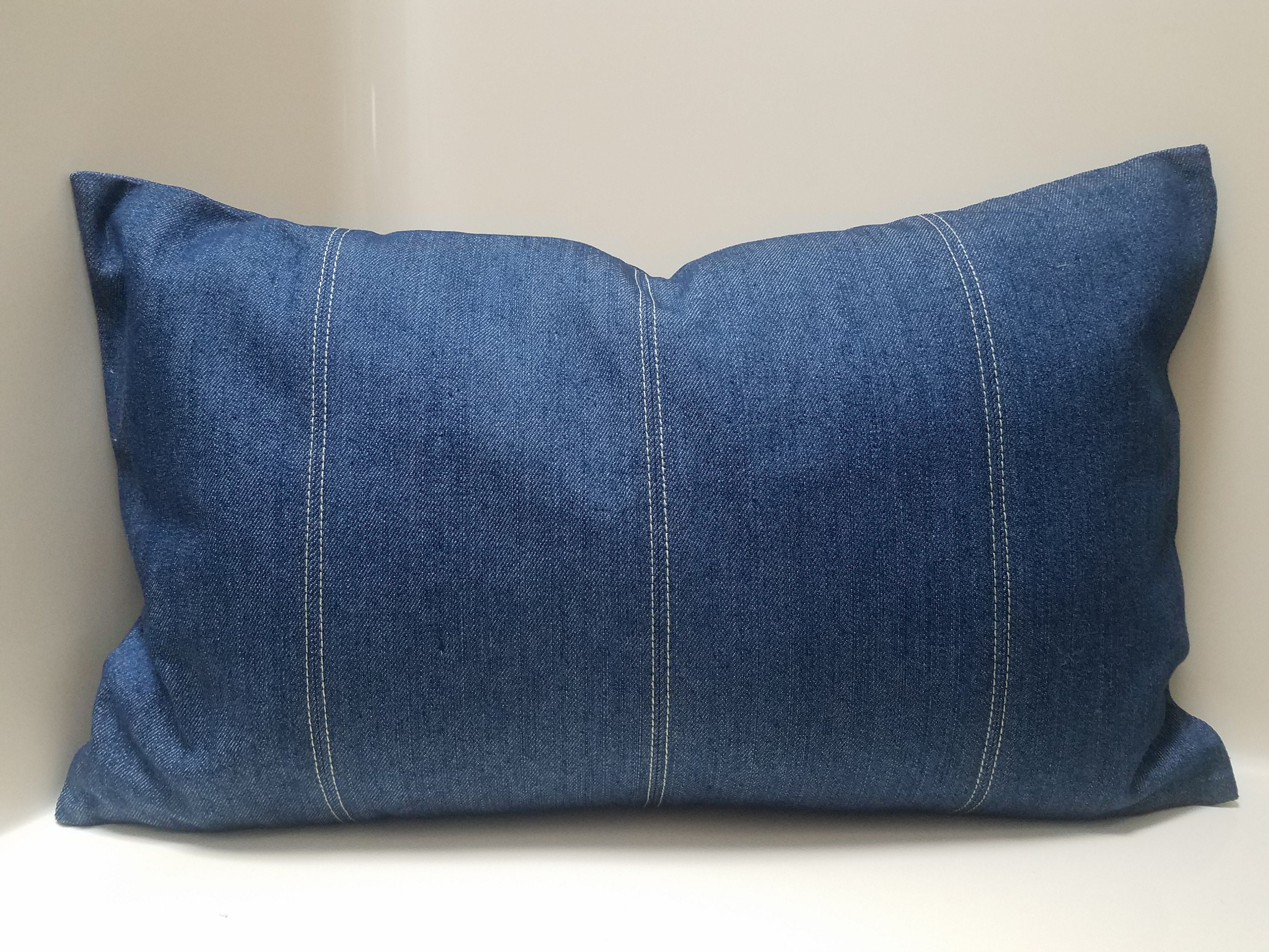 Denim Pillow Cover VARIETY COLOR & SIZE Patchwork Pillow, Farmhouse