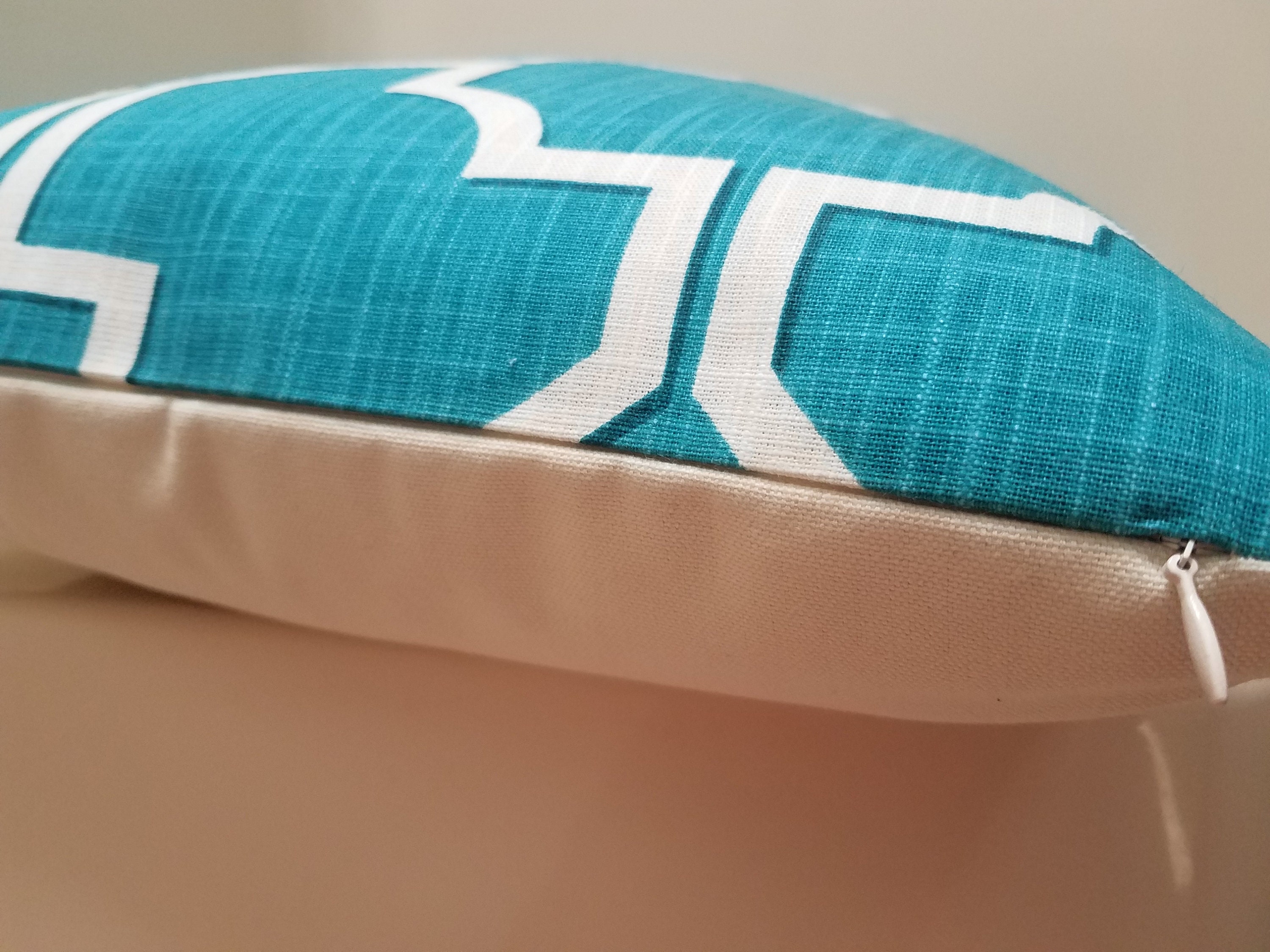 Teal Blue & White Pillow Cover. Farmhouse Pillow. Toss Pillow Etsy