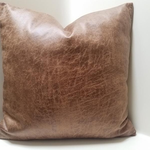 Camel Leather Pillow Etsy
