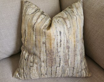 Linen Accent Pillow Cover: Abstract Neutral & Gold Design