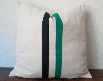 Striped Linen Pillow Cover: Color Block Accent Pillow