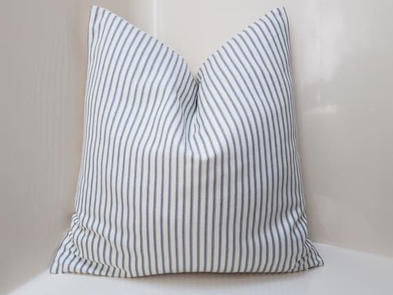 Striped Accent Pillow Cover: Neutral Farmhouse Toss Pillow