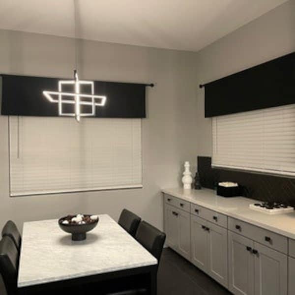 BLACK MODERN Unlined Straight Valance, Kitchen Valance Window Valance, Bathroom Valance, Window Treatments, Boys room valance Fabric Valance