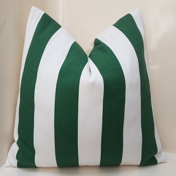 Accent Pillow Cover, Green White Striped Pillow Case, Neutral Pillow, Farmhouse pillow, Toss pillow cover, Throw pillow, Striped Pillowcases