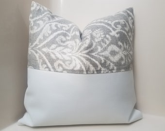 Faux Leather Pillow Cover: Modern Color Block Throw Pillowcase