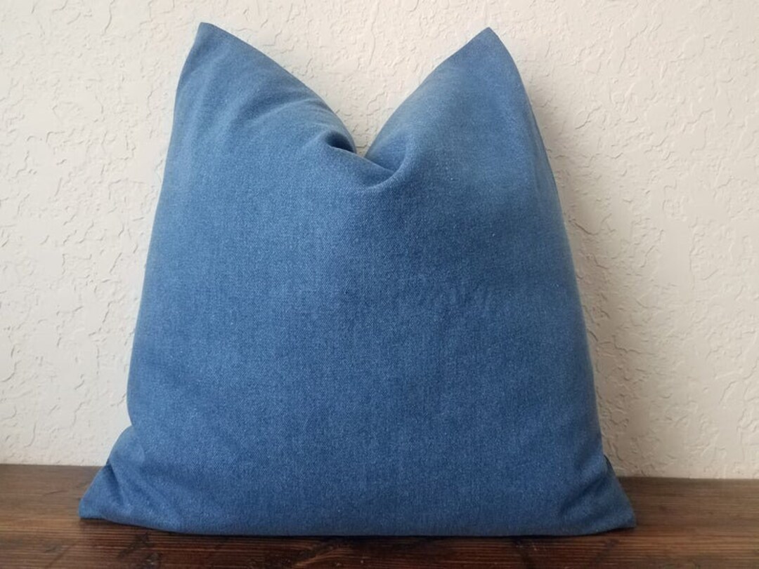Denim Pillow Cover VARIETY COLOR & SIZE Farmhouse Accent Pillows, Denim