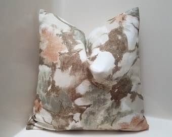 Floral Cotton Pillow Cover: Neutral Farmhouse Decor