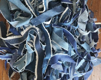 Blue Denim Jean Fabric Ribbon Scraps: Crafting & Repurposing