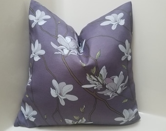 Indoor/Outdoor Pillow Cover, Purple Floral Pillow Cushion, Sunny Rooms Pillow, Outdoor Floral Pillow, Eggplant Outdoor Pillow Cushion Cover