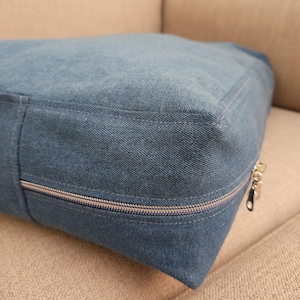 DENIM Fabric Cushion Cover: Removable Zippered Sofa, Bench, Chair, RV Jeans Camper Cushions Cover