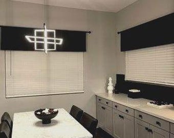 Black Modern Cotton Window Valance: Unlined Valance Straight Design