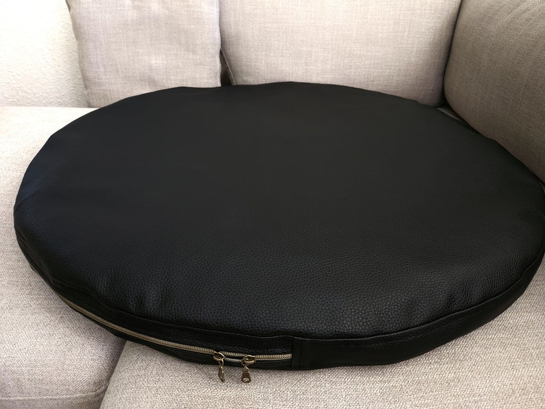 Circle Faux Leather Cushion Cover Floor Cushion Meditation Etsy