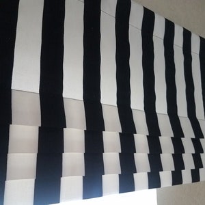 Striped Faux Roman Shade Valance: Black, White & Gray