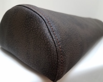 Faux Leather Half Moon Bolster Pillow Cover: Leg Rest Cushion