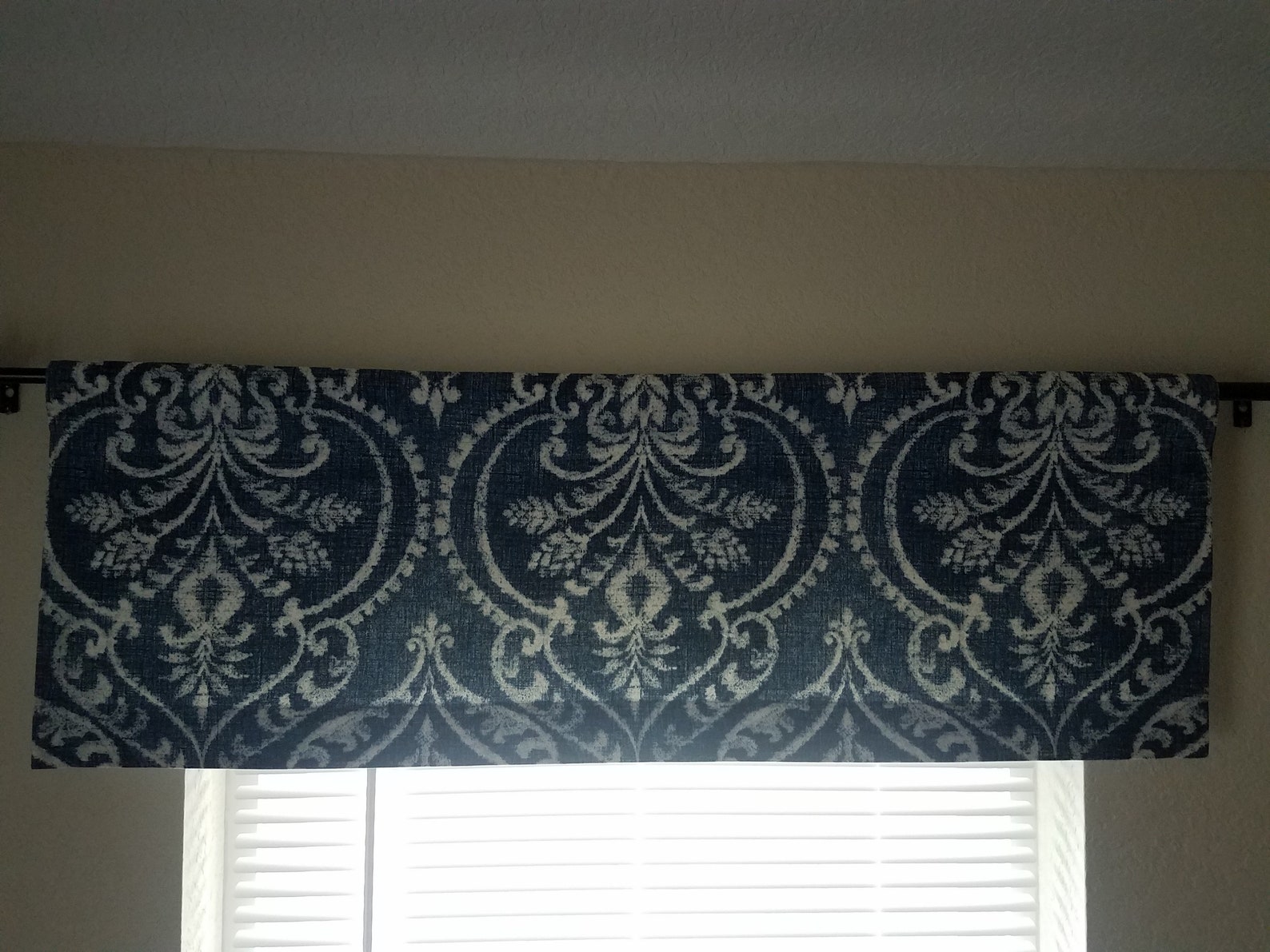 Custom Size Flat Valance, Blue Window Valance, Bedroom Valance