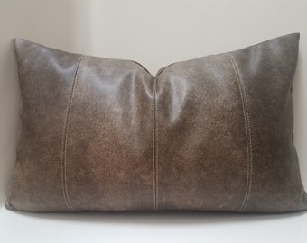 Faux Leather Pillow Cover: Patchwork Designer Throw Pillow