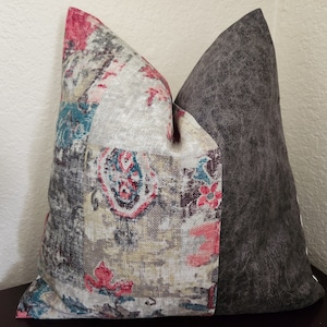 Color Block Linen Pillow Cover: Faux Leather Modern Cushion