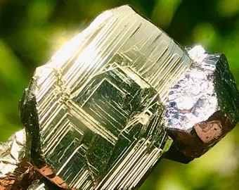 Beautiful Bi-color "Gold Bullion" PYRITE with Platinum section. Chakra Healing Stone Fools Gold rare extraction of a common mineral - 1.2"