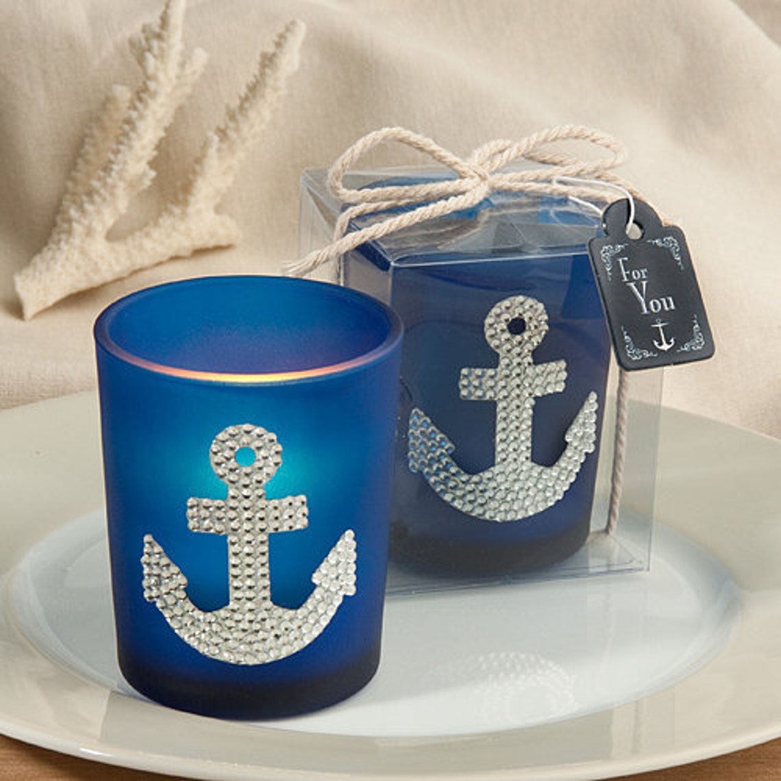 Set of 10 Navy Themed votive Candle Holder navy votive Etsy