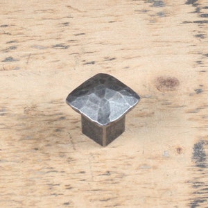 Square Knob Hammered, Wrought iron cabinet knob