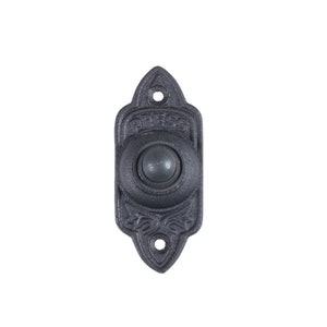 Black Victorian Door Bell Push Button "Press", Matt Black Door Bell Push