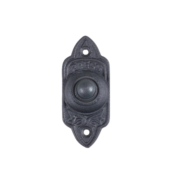 Black Victorian Door Bell Push Button "Press", Matt Black Door Bell Push