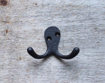 Small cast iron black double hook