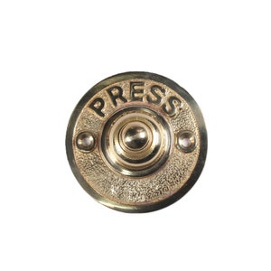 Round Door Bell Push Button "Press", Solid Brass Door Push Bell