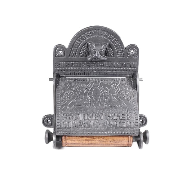 The Bury Street London Toilet Paper Holder with Lid, Antique Iron Finish