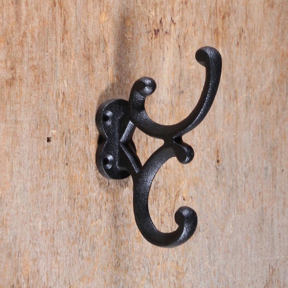 Black Cast Iron Designer Hook, Cast Iron Coat Hook 