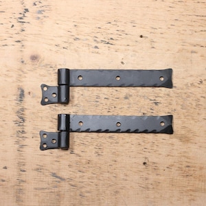 Black Left Side Strap Hinges, Wrought iron Left strap hinge in Black finish