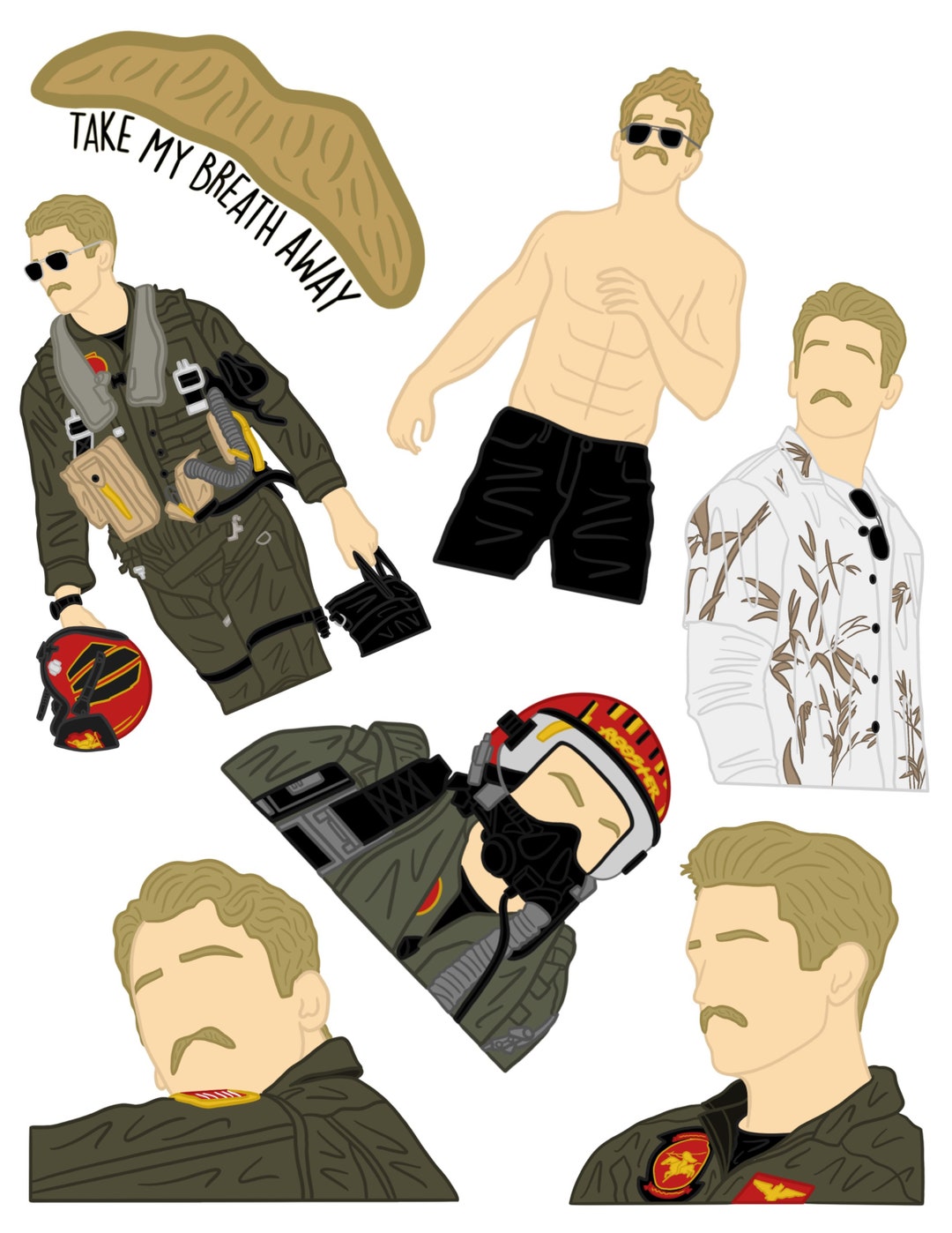 Rooster Inspired Top Gun Sticker Pack Etsy