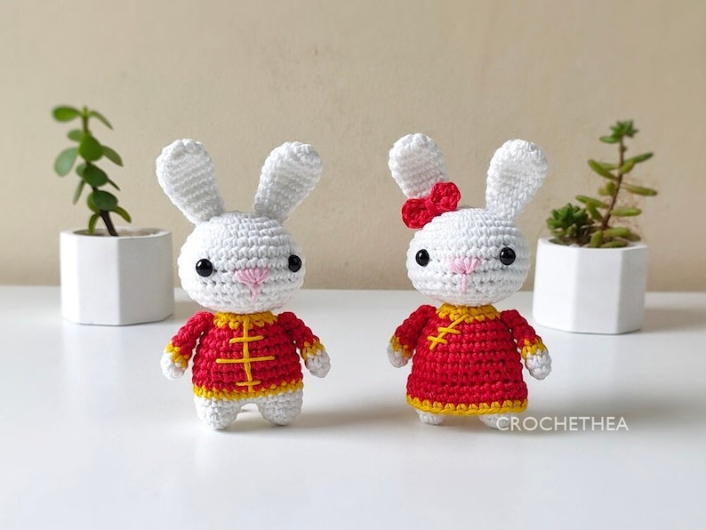 Chinese New Year Rabbit Crochet Pattern PDF Amigurumi Pattern image 1