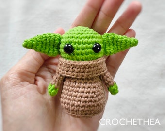 Patrón de crochet de crochet de crochethea: amigurumi de bebé extraterrestre verde