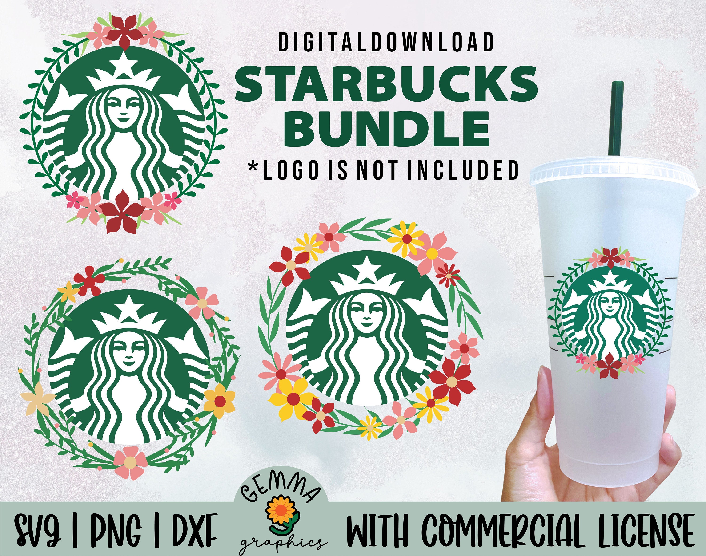 Floral Starbucks Bundle Svg Floral Frame Starbucks Cup Svg | Etsy