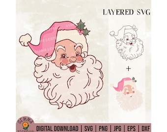 Pink Santa svg, Retro Christmas Santa svg, Vintage Santa svg,  Santa Claus Sweatshirt, Vintage Santa Clipart, Pink Christmas svg For Shirt