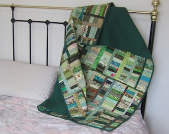 A Little Bit Green - patchwork quilt - single bed