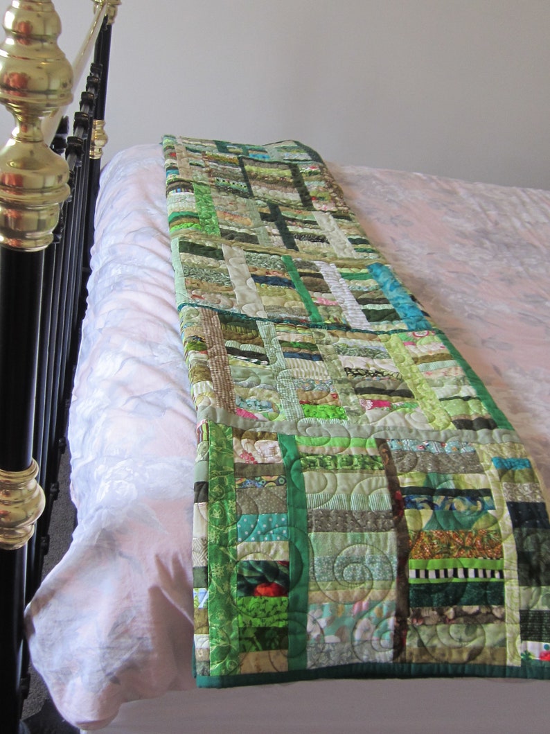 A Little Bit Green Patchwork Quilt Single Bed Etsy Australia